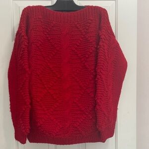 Fun Red Textured Knit Sweater